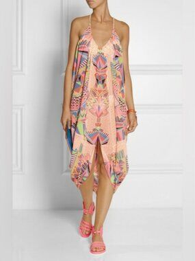 NWT Mara Hoffman Printed Tent Midi Dress Orange Abstract